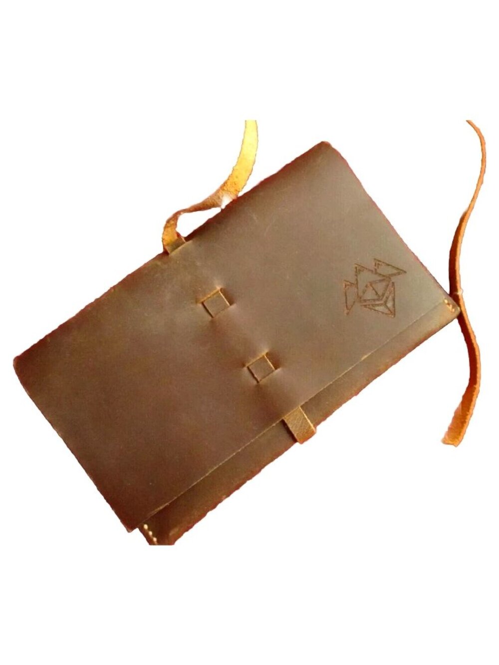 STRAP WALLET  8x4" HIKERS MAP MOUNTAIN HUGE RAW COWHIDE BROWN USA